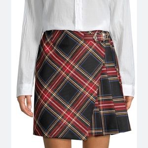 Tartan-print woven skirt